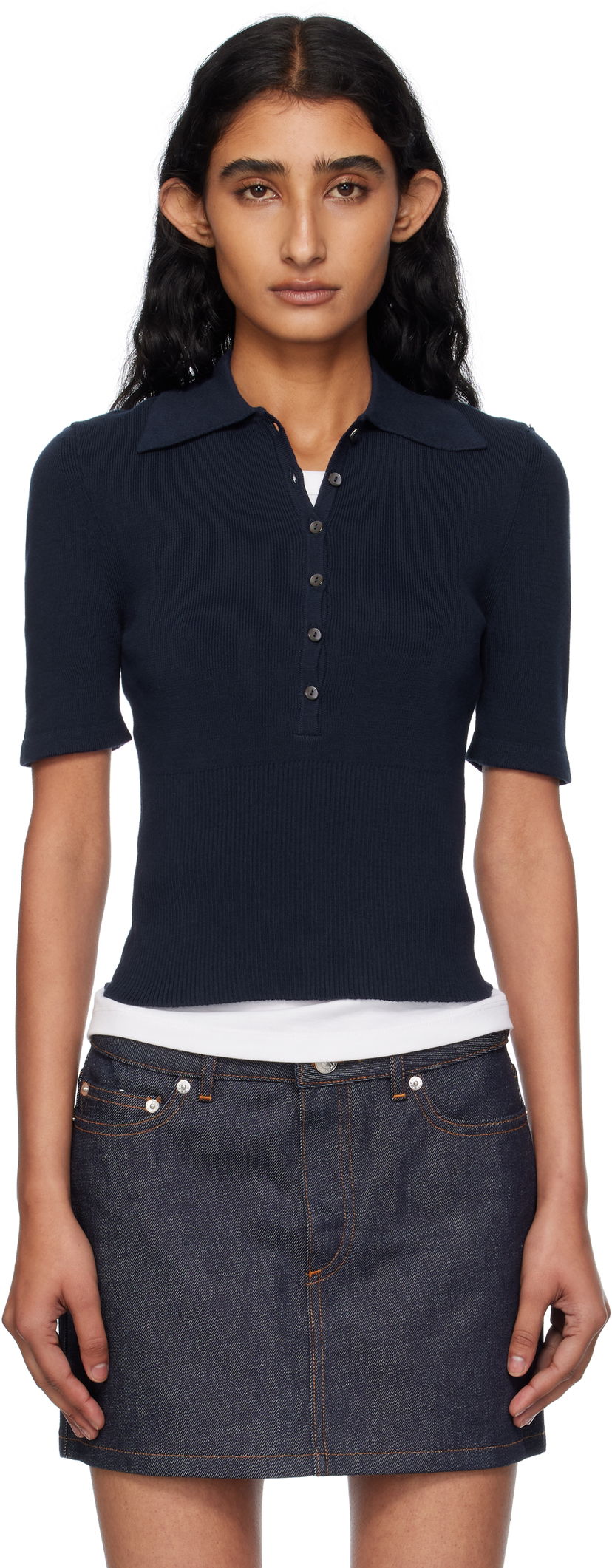 Сорочка поло A.P.C. A.P.C. Joelle Knit Polo темно-синій | COGDK-F23421