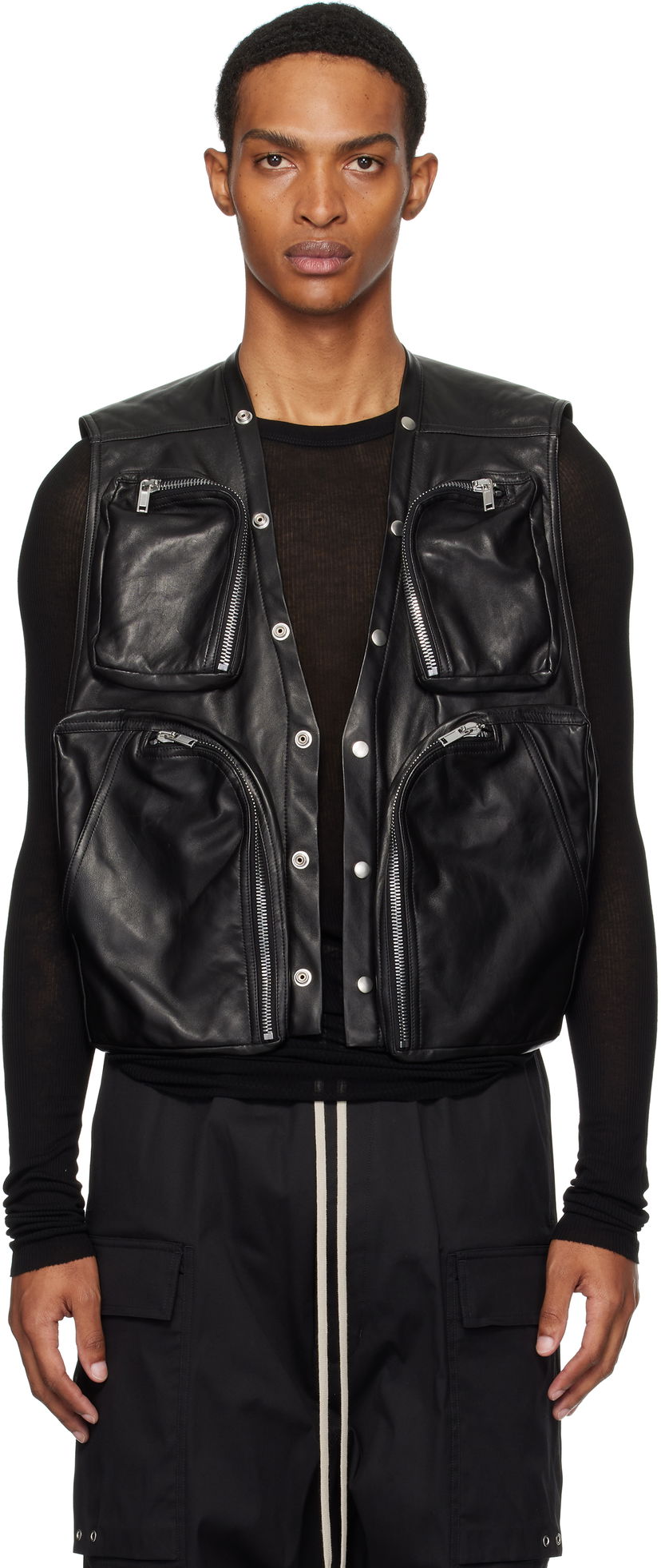Жилет Rick Owens Rick Owens Concordians Cargo Leather Vest чорний | RU02E1767 LBY