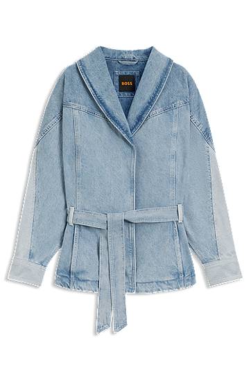 Куртка BOSS Denim Peplum Jacket with Belt Синій | 50554678