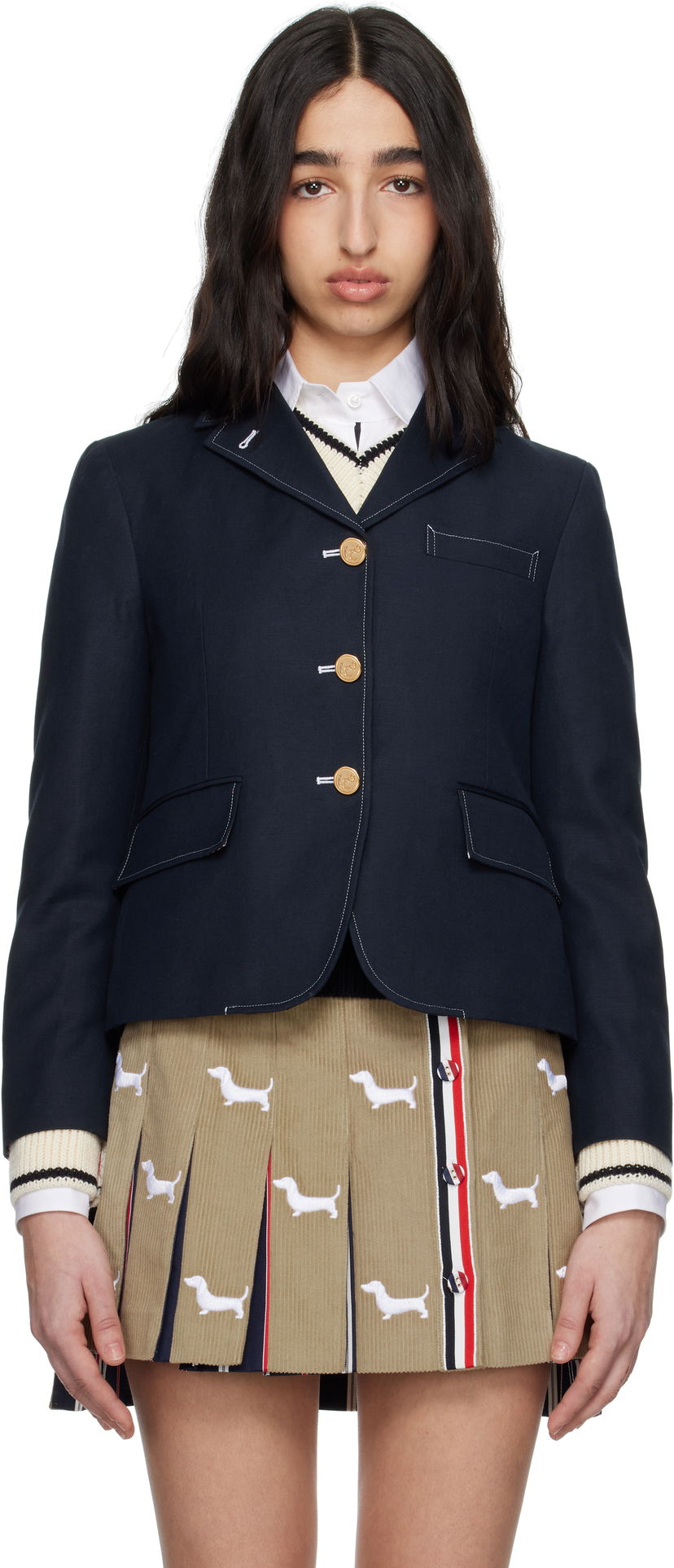 Куртка Thom Browne Thom Browne High Break Sportcoat Blazer темно-синій | FBC929H-F0829