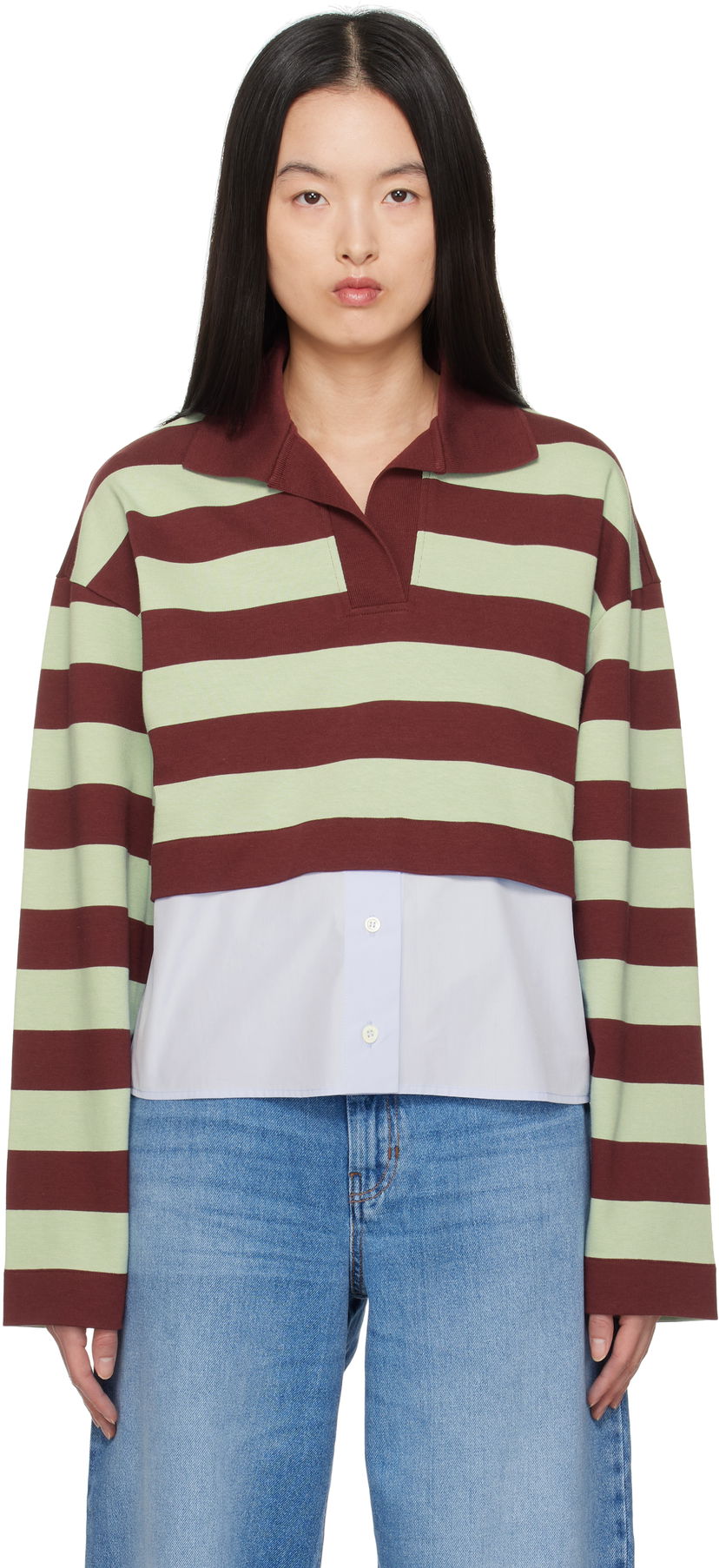 Cветр Max Mara Weekend Max Mara Halle Cropped Striped Polo Зелений | 2515951021600
