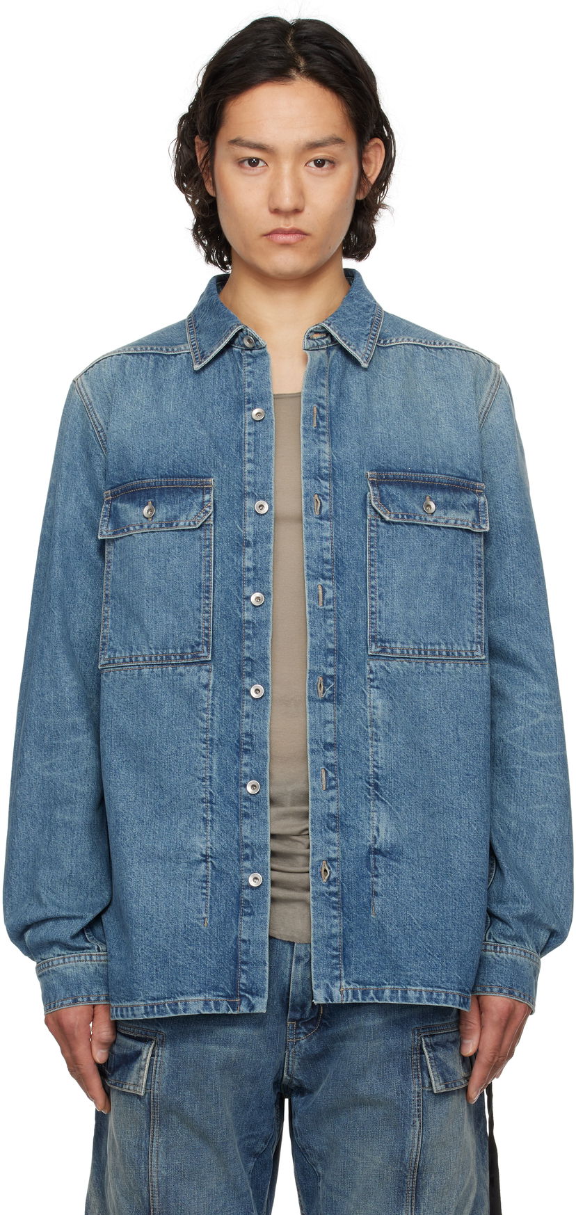 Сорочка Rick Owens Rick Owens DRKSHDW Denim Overshirt Синій | DU01E3755 DWB