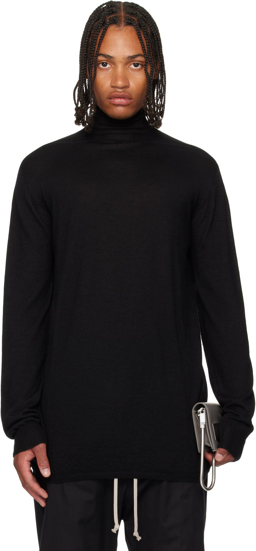 Cветр Rick Owens Rick Owens Concordians Oversized Turtleneck Sweater чорний | RU02E1626 WS