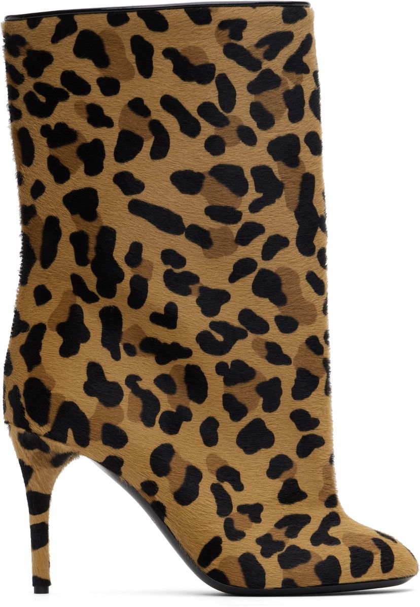 Одяг Alaïa ALAÏA Low 90 Leopard Print Calf Hair Boots Коричневий | AA3B098CK205