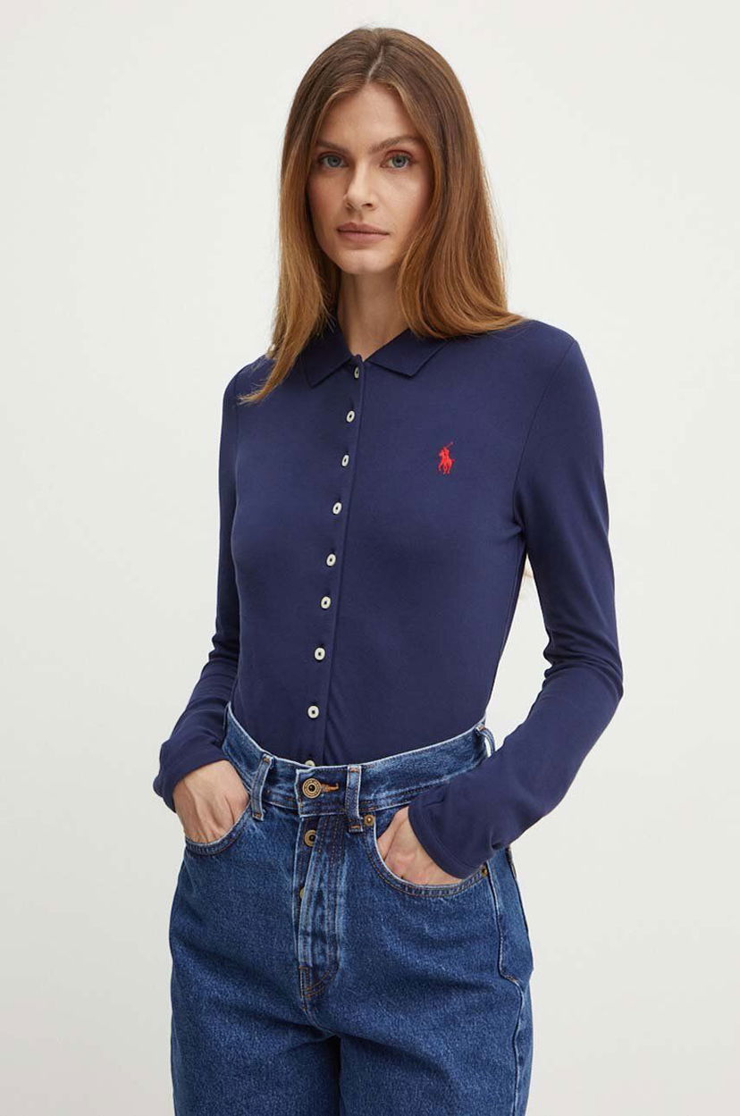 Сорочка поло Polo by Ralph Lauren Slim Polo Shirt Синій | 211941176