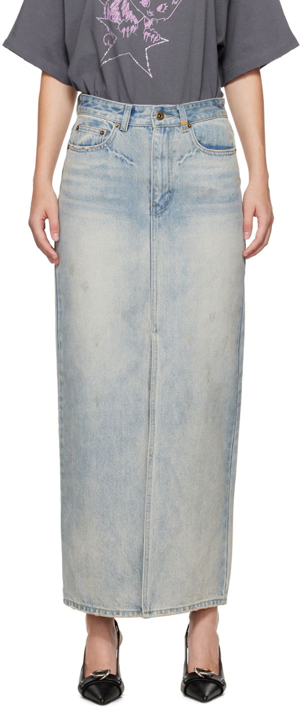 Спідниця We11done We11done Washed Denim Maxi Skirt Синій | WD-DS2-24-373-W-SK