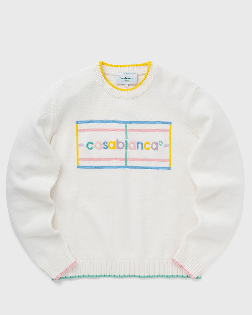 Світшоти Casablanca PASTEL COURT EMBROIDERED SWEATER білий | MPF24-KW-704-01