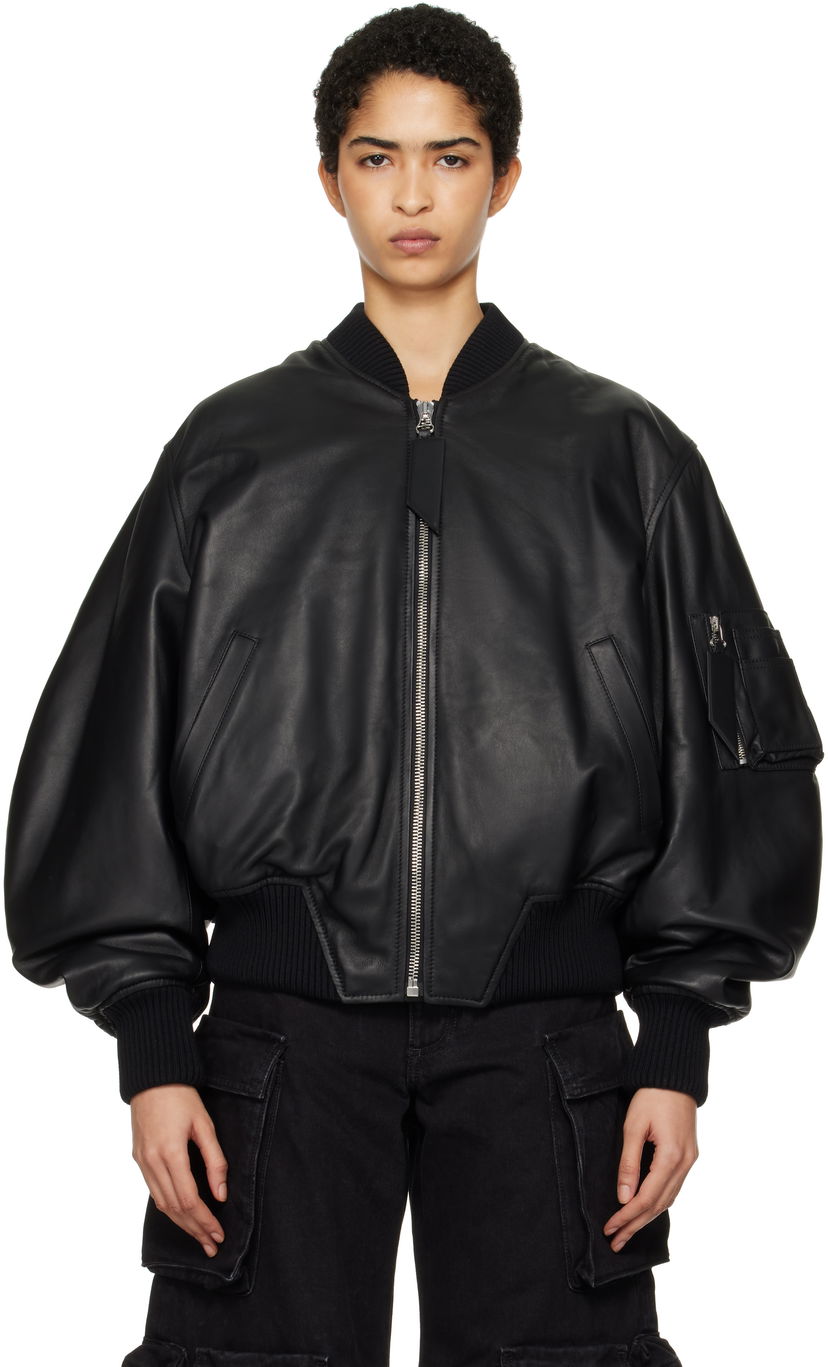 Куртка бомбер The Attico The Attico Anja Leather Bomber Jacket чорний | 250WCB00004 LBT128AA