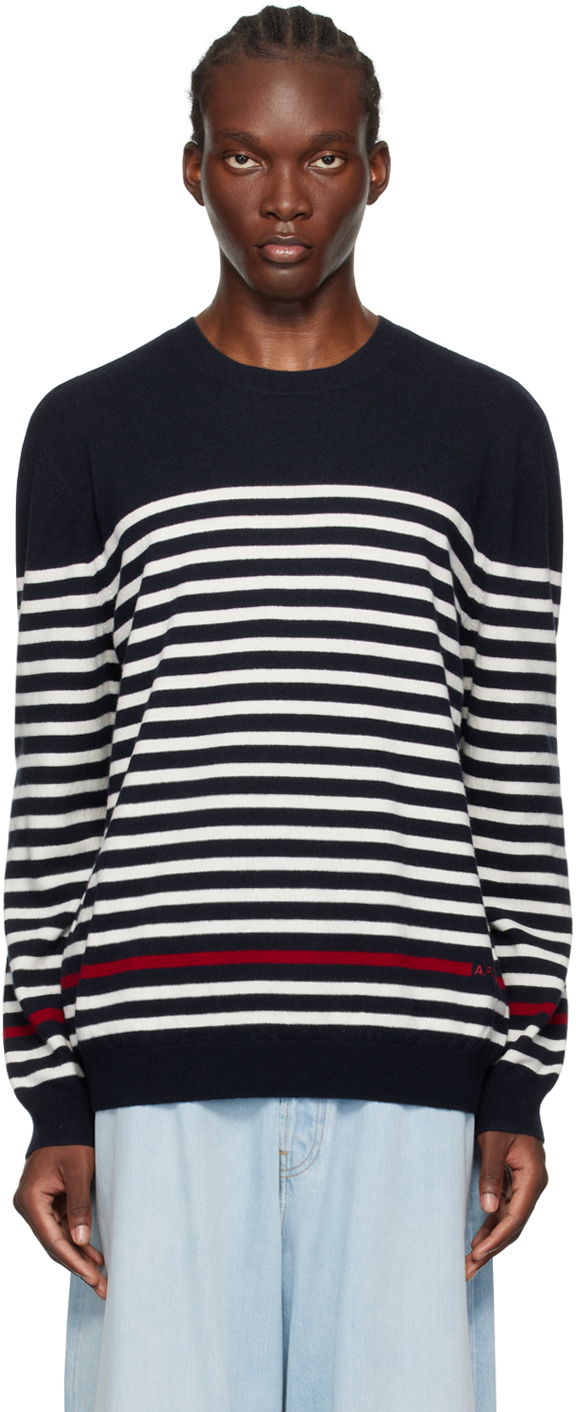 Cветр A.P.C. Navy & White Bobby Sweater темно-синій | WVBDB-H23345, 0