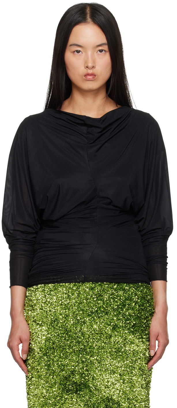 Сорочка Dries Van Noten Draped Blouse чорний | 242-011145-9204