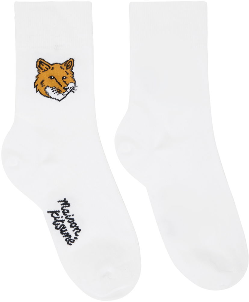 Шкарпетки MAISON KITSUNÉ Fox Head Socks білий | MM06402KT0010P100