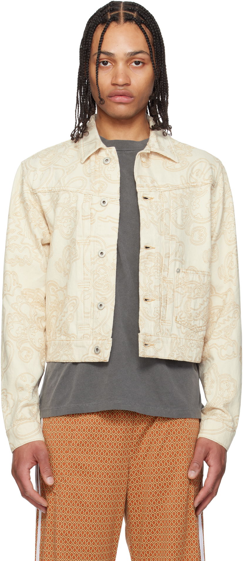 Куртка KENZO Kenzo Paris VERDY Edition Embroidered Trucker Jacket бежевий | FF55DV3096W1