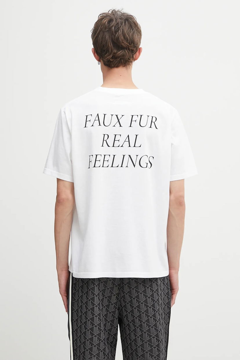 Футболка Maison Margiela MM6 Maison Margiela Faux Fur Real Feelings Graphic T-Shirt білий | SH2GC0031.M20048.100