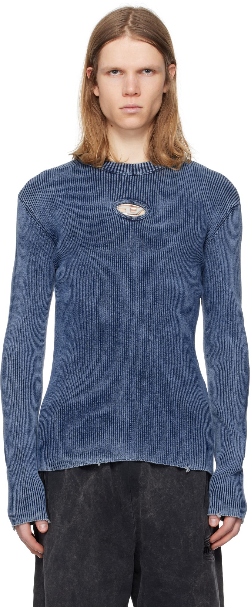 Cветр Diesel Diesel K-Darin-D Cutout Ribbed Sweater Синій | A17512-0ANAH-8AT