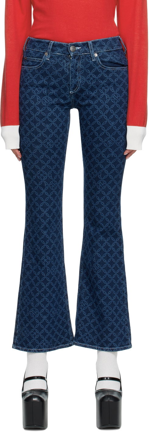 Джинси Charles Jeffrey Loverboy Indigo Patterned Flare Jeans Синій | ETCDEN