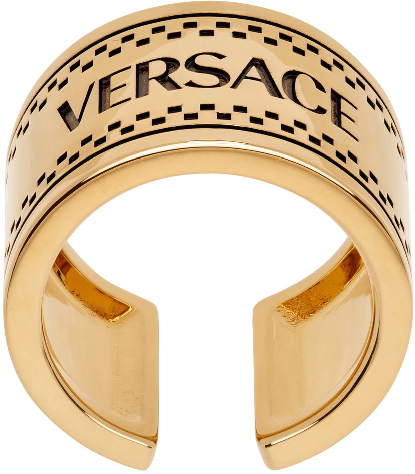 Кільце Versace Gold 90s Vintage '' Logo Ring Металік | 1015199_1A00620