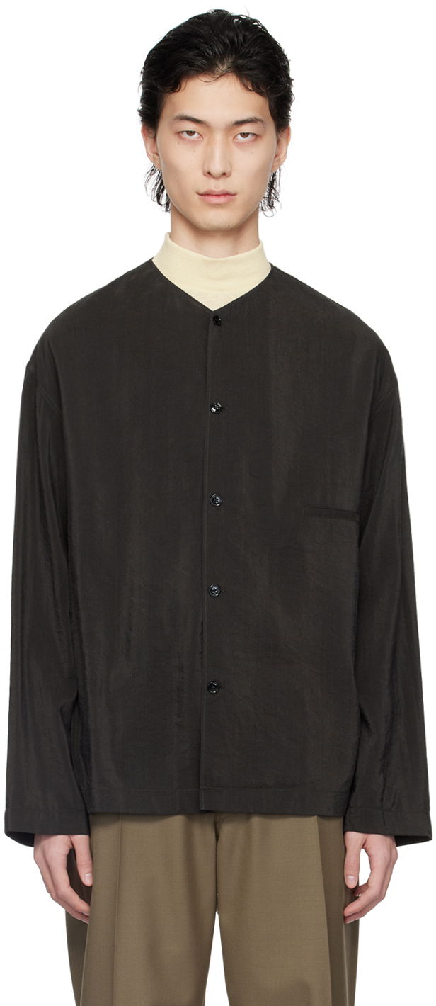 Сорочка LEMAIRE Lemaire Collarless Button-Up Shirt чорний | SH1065 LF208