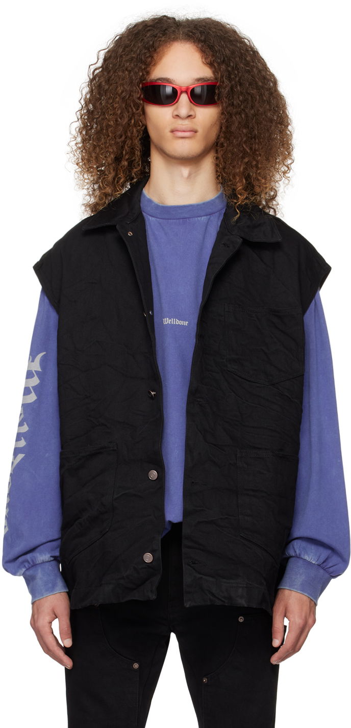 Жилет We11done We11done Oversized Denim Vest чорний | WD-DV0-24-394-U-BK