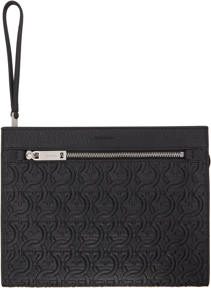 Гаманець FERRAGAMO Ferragamo Embossed Gancini Pouch чорний | 769481