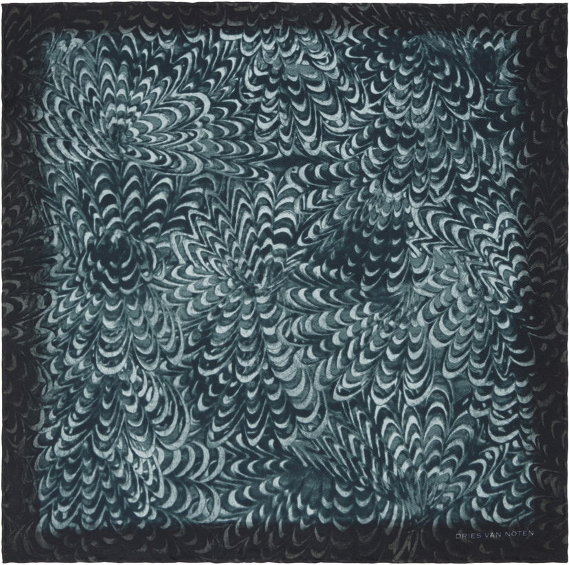 Шарф Dries Van Noten Dries Van Noten Silk Pocket Square with Floral Print Синій | 251-021301-1008
