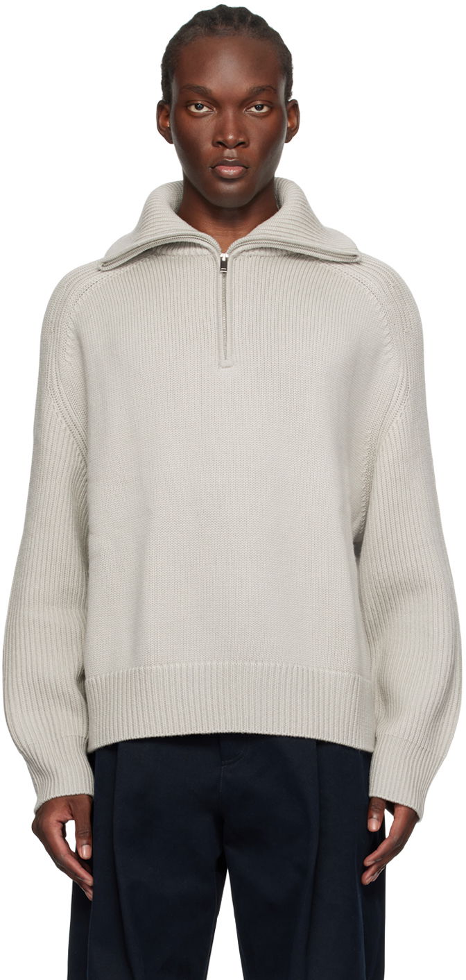 Cветр Studio Nicholson Studio Nicholson Level Half-Zip Knit Sweater Сірий | LEVEL SNM - 1231