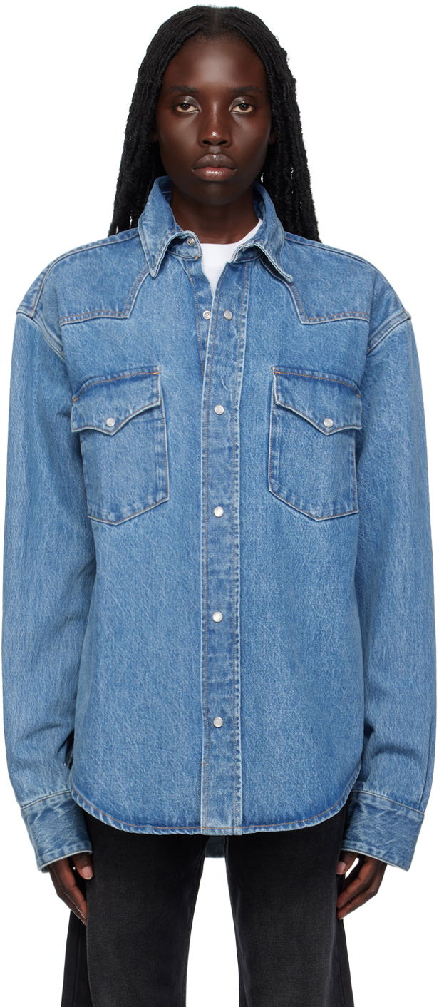 Сорочка VETEMENTS Flap Pocket Denim Shirt Синій | VL18SH250N