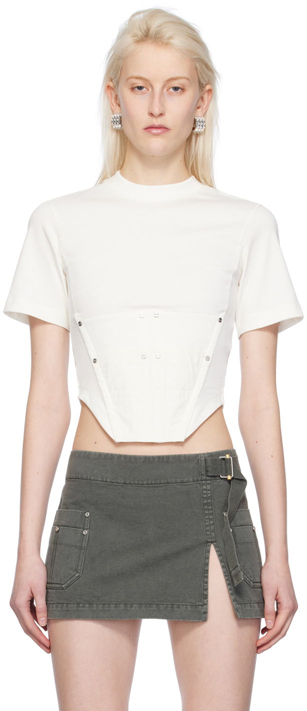Кроп-топи Dion Lee Dion Lee Workwear Corset T-Shirt білий | C3167PS24