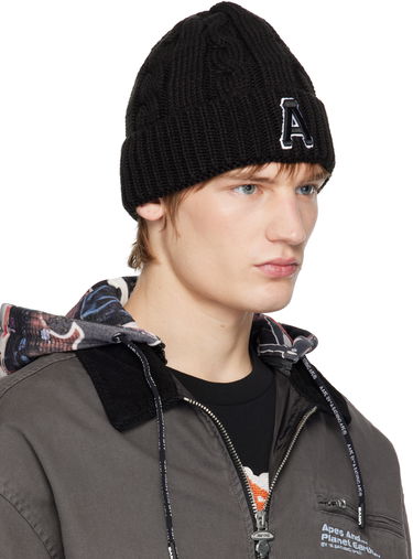 Шапка AAPE by A Bathing Ape A Bathing Ape Aape Main Knit Beanie with Logo чорний | AAPHTM5288XXNBKX, 1