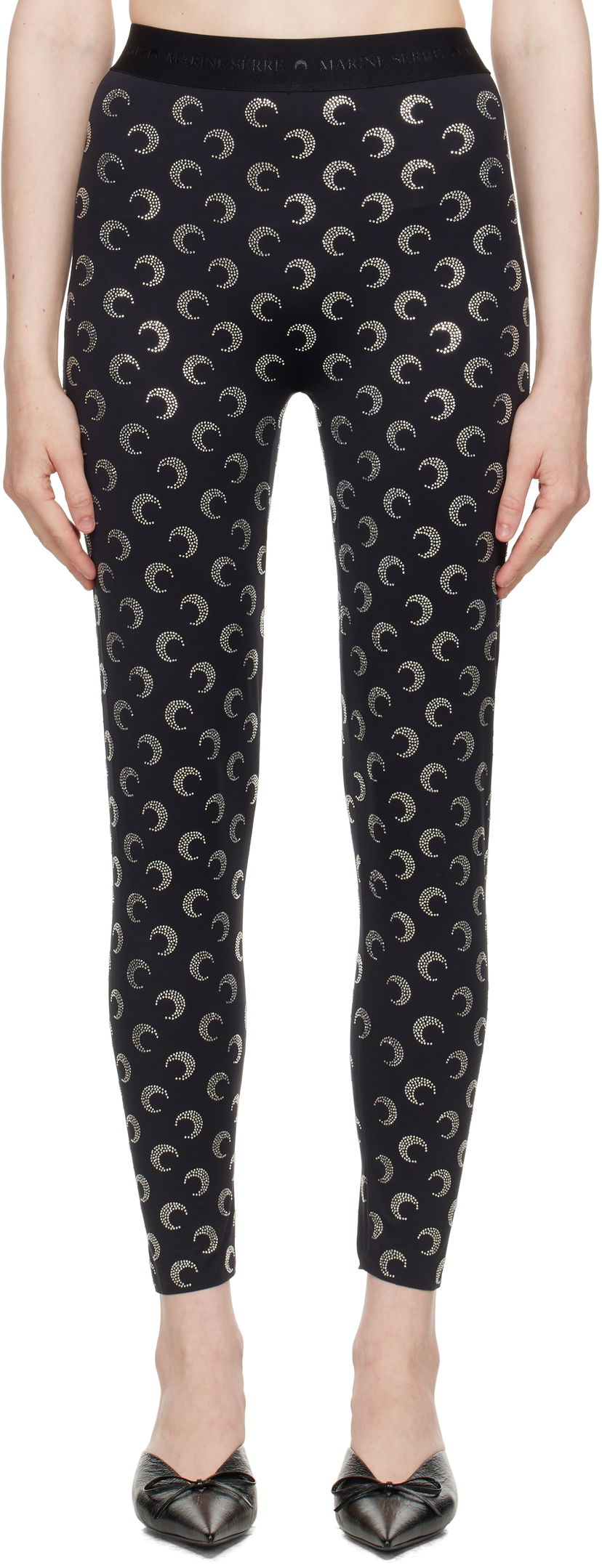 Легінси Marine Serre Marine Serre Moon Rhinestoned Jersey Leggings чорний | WPA111A CJER0002