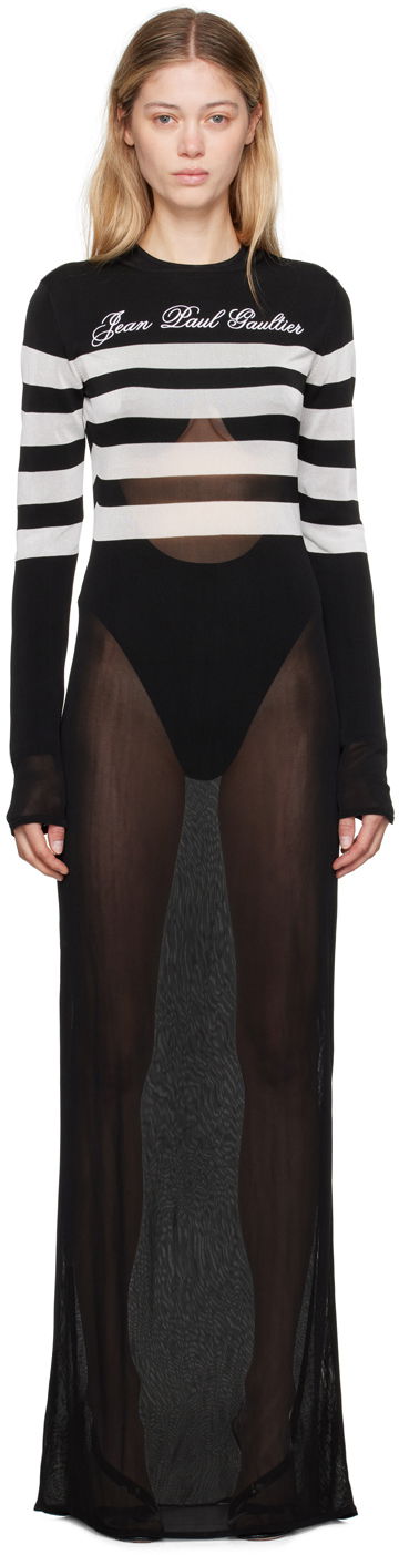 плаття Jean Paul Gaultier Jean Paul Gaultier Signature Marinière Maxi Dress чорний | 24/30-F-RO244B-M075-0001