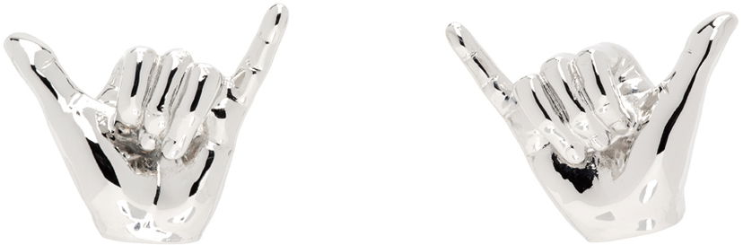 Сережки Y/PROJECT Silver Mini Shaka Earrings Металік | 640EA022