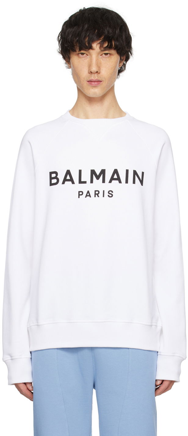 Світшоти Balmain Printed Sweatshirt білий | CH1JQ005BB65