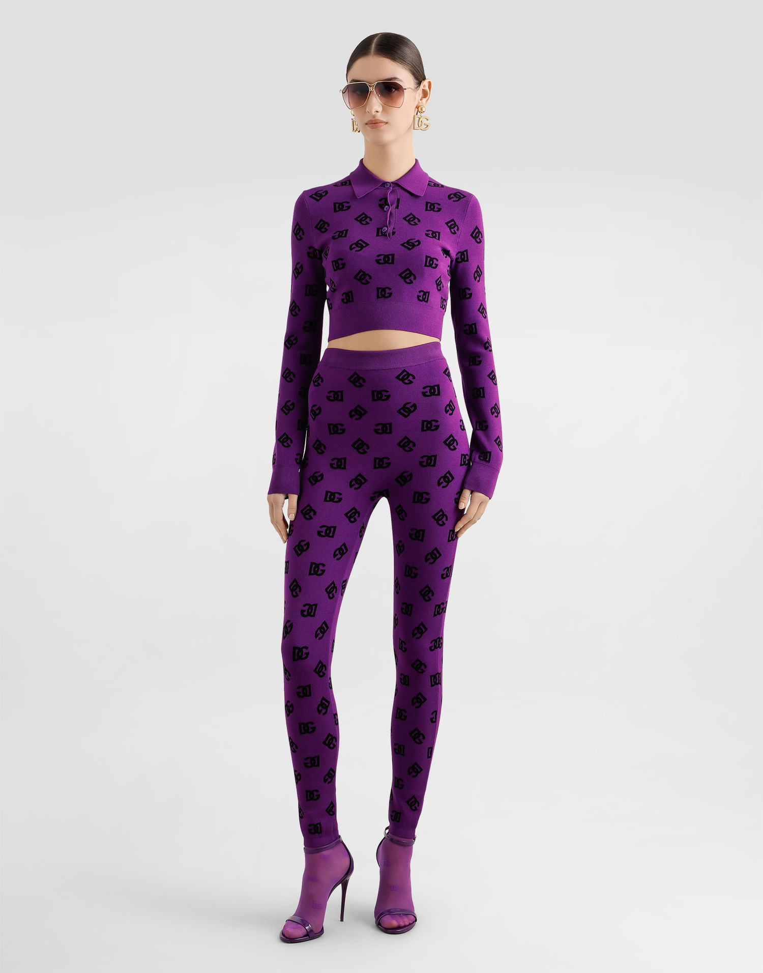 Легінси Dolce & Gabbana Dolce & Gabbana Jacquard Leggings Фіолетовий | FXI13TJGMB3F1540, 1