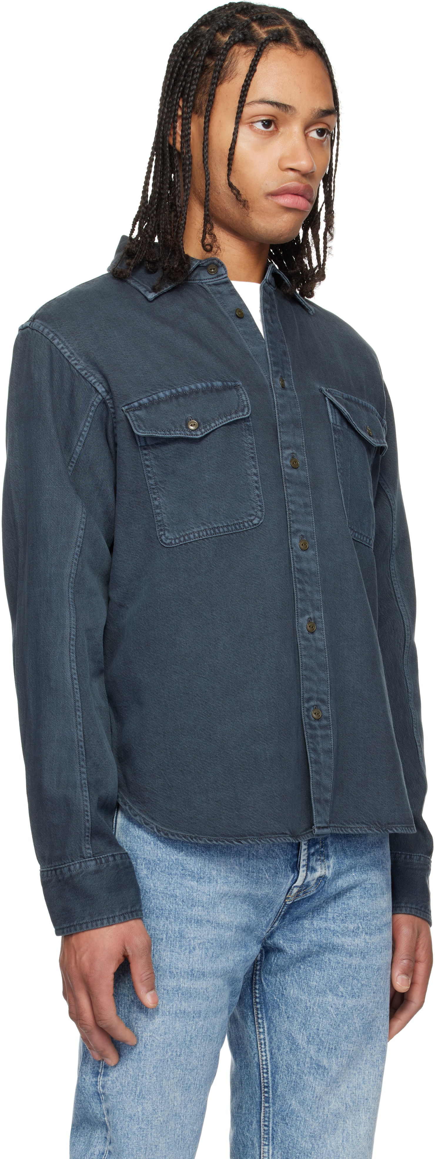 Сорочка rag & bone rag & bone Featherweight Denim Shirt Синій | MED24S0004ZDMI, 1