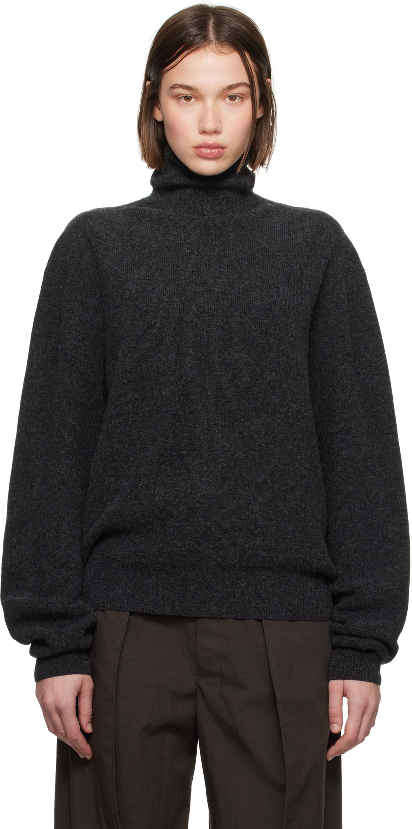 Cветр LEMAIRE LEMAIRE Ribbed Turtleneck Sweater Сірий | TO1315 LK1026