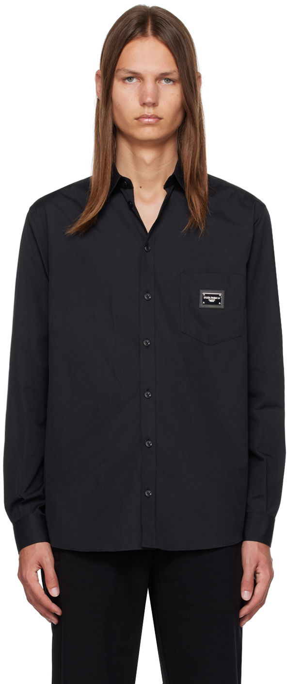 Сорочка Dolce & Gabbana Black Martini-Fit Shirt чорний | G5JG4TFU5U8
