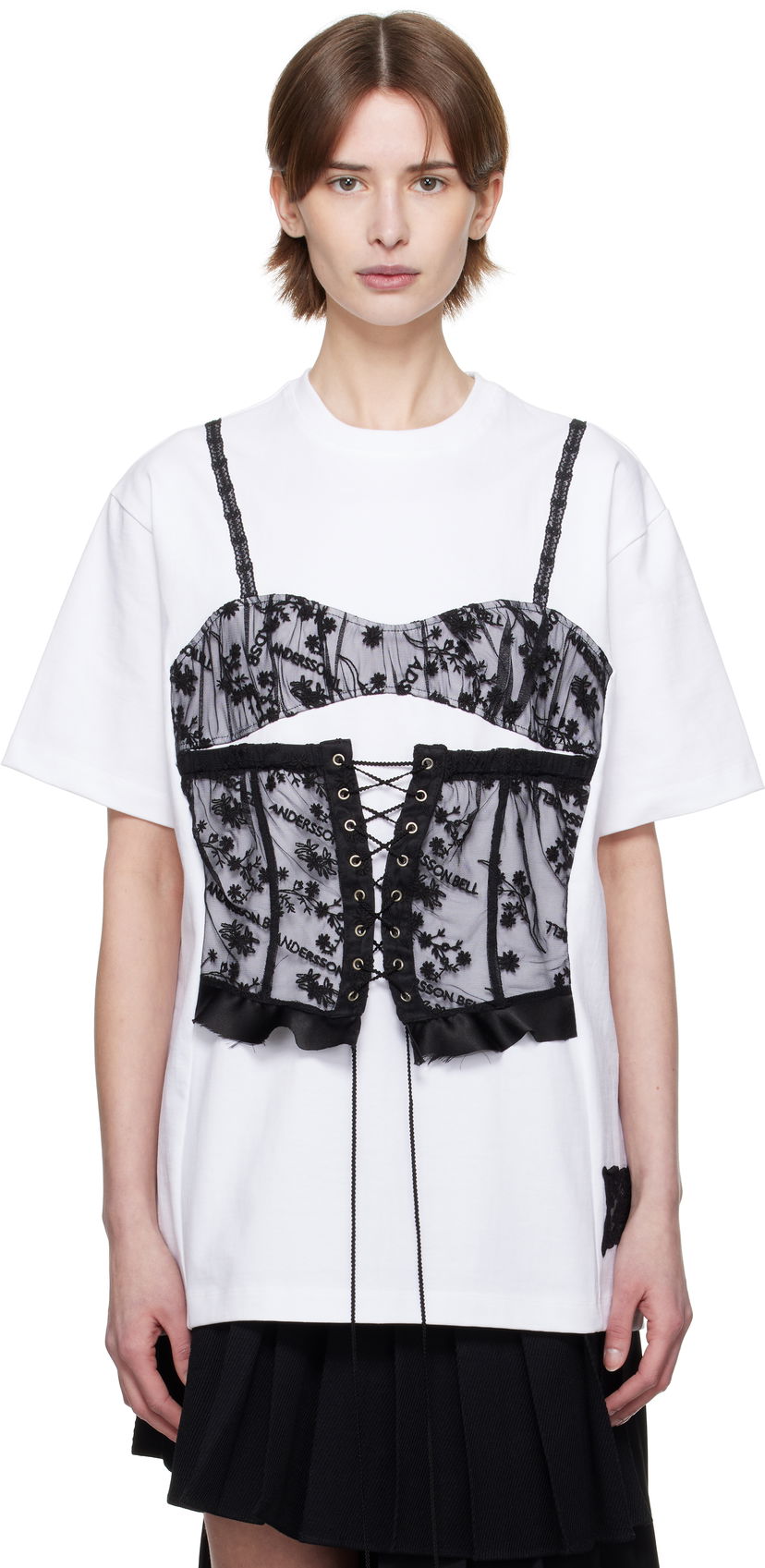 Футболка Andersson Bell Andersson Bell Lace Corset Oversized T-Shirt білий | atb1268w