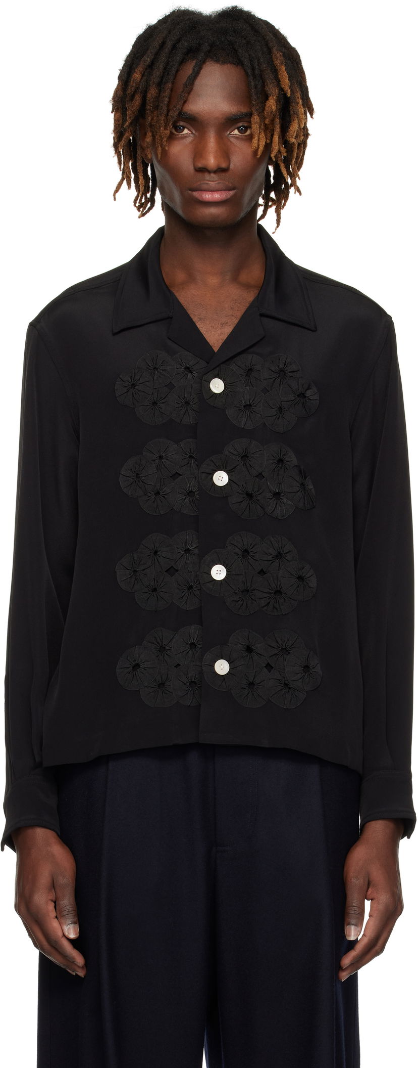 Сорочка Bode Bode Ribbon Garland Shirt чорний | MRS25SH037
