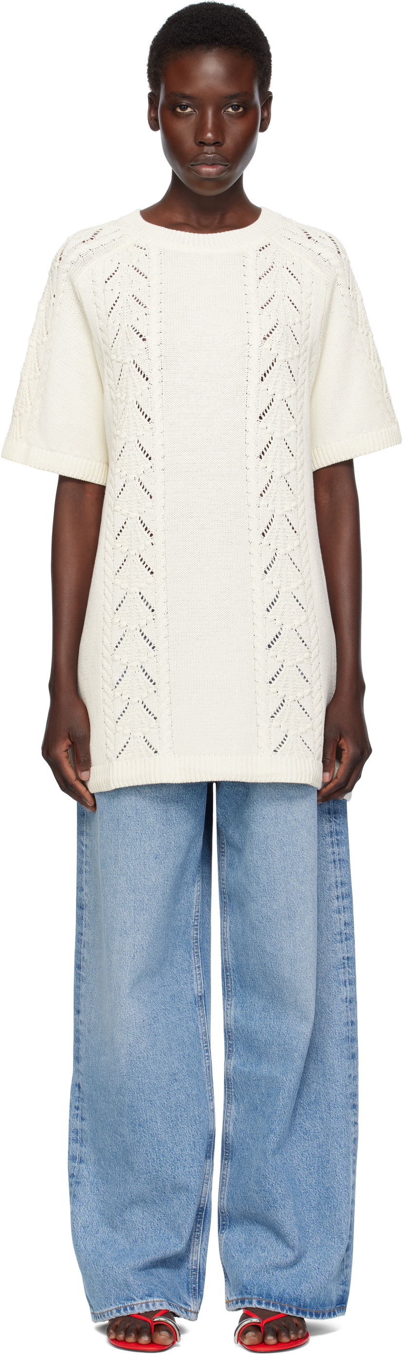 Cветр Loulou de Saison Loulou de Saison Arman Knit Top білий | ARMAN