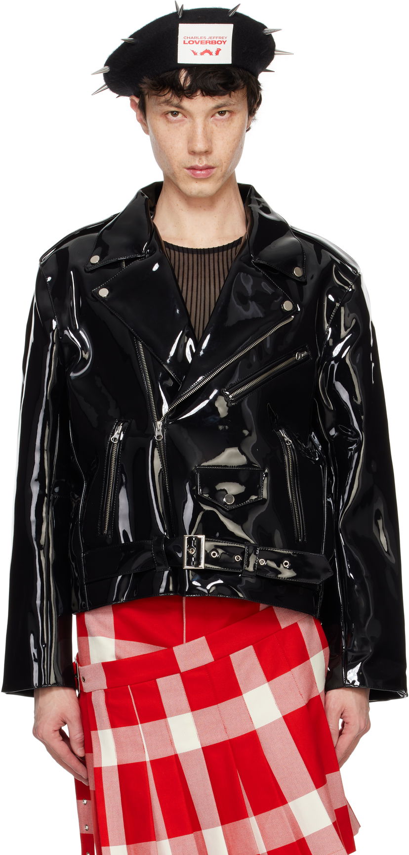 Куртка бомбер Charles Jeffrey Loverboy Biker Jacket With Belt чорний | 42010201