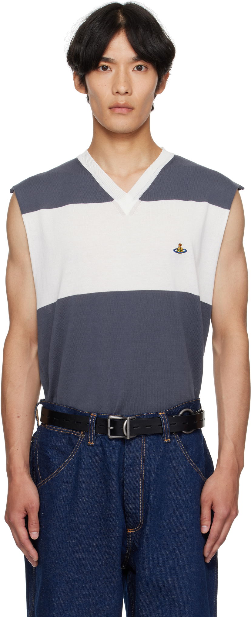 Cветр Vivienne Westwood Vivienne Westwood Ollie Striped Sweater Vest Сірий | 2701002J-Y003F-
