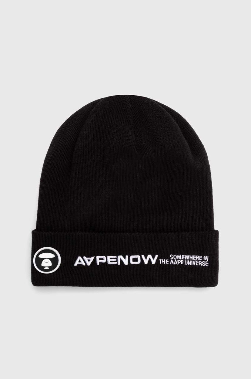 Шапка AAPE by A Bathing Ape AAPE Solid Color Beanie чорний | AHT4866