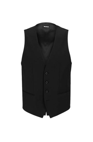 Жилет BOSS BOSS Slim-Fit Virgin-Wool Blend Waistcoat чорний | 50482736