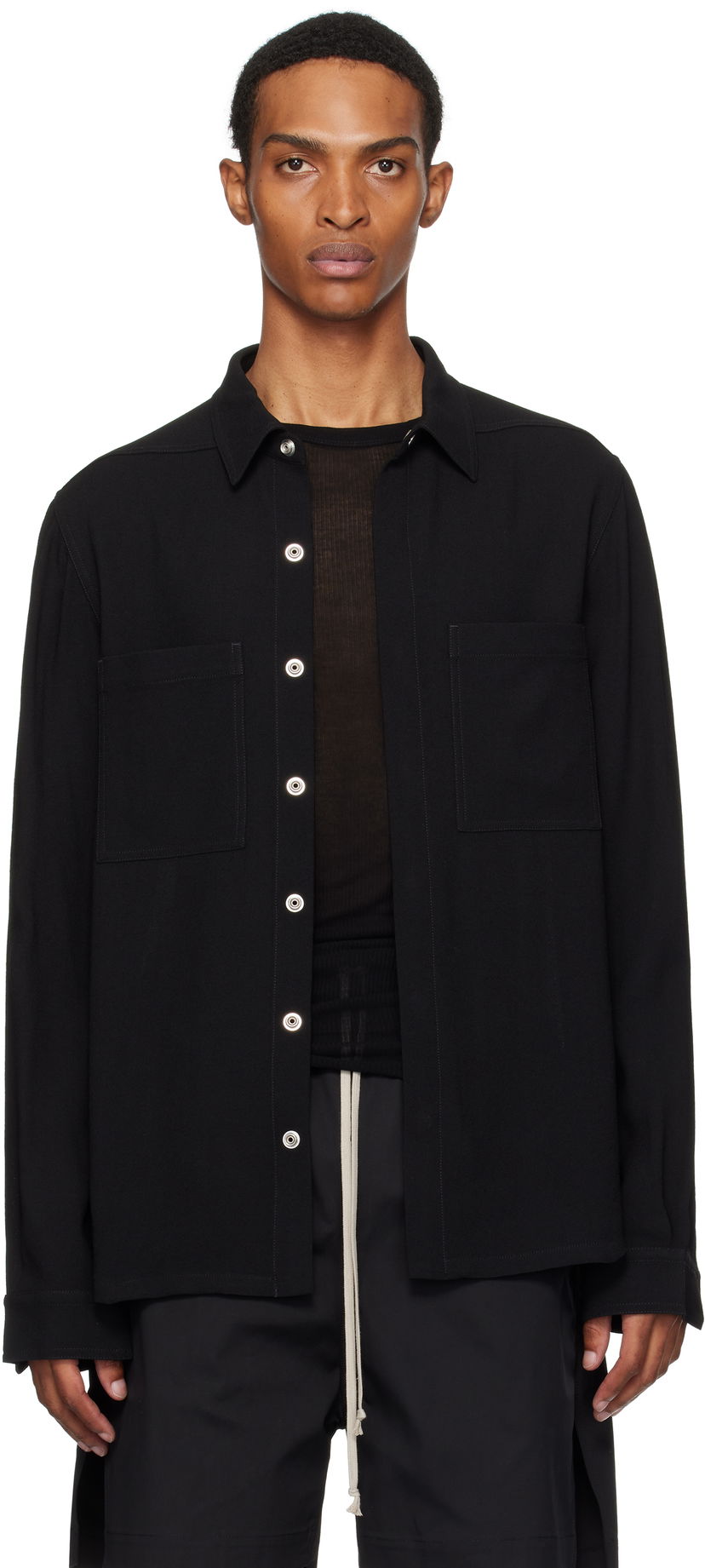 Сорочка Rick Owens Rick Owens Concordians Outer Shirt чорний | RU02E1235 WA