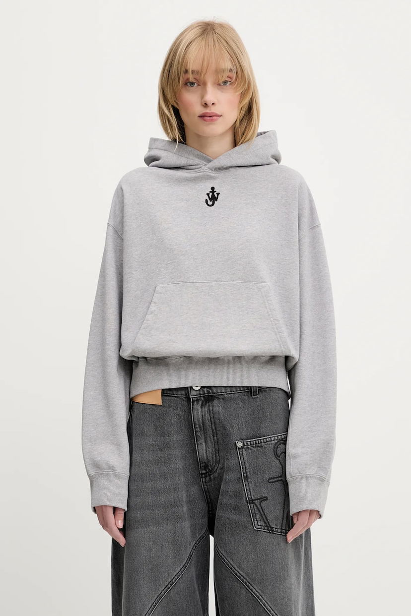 Світшоти JW Anderson JW Anderson Anchor Embroidery Cropped Hoodie Сірий | JW0216.PG1719.907