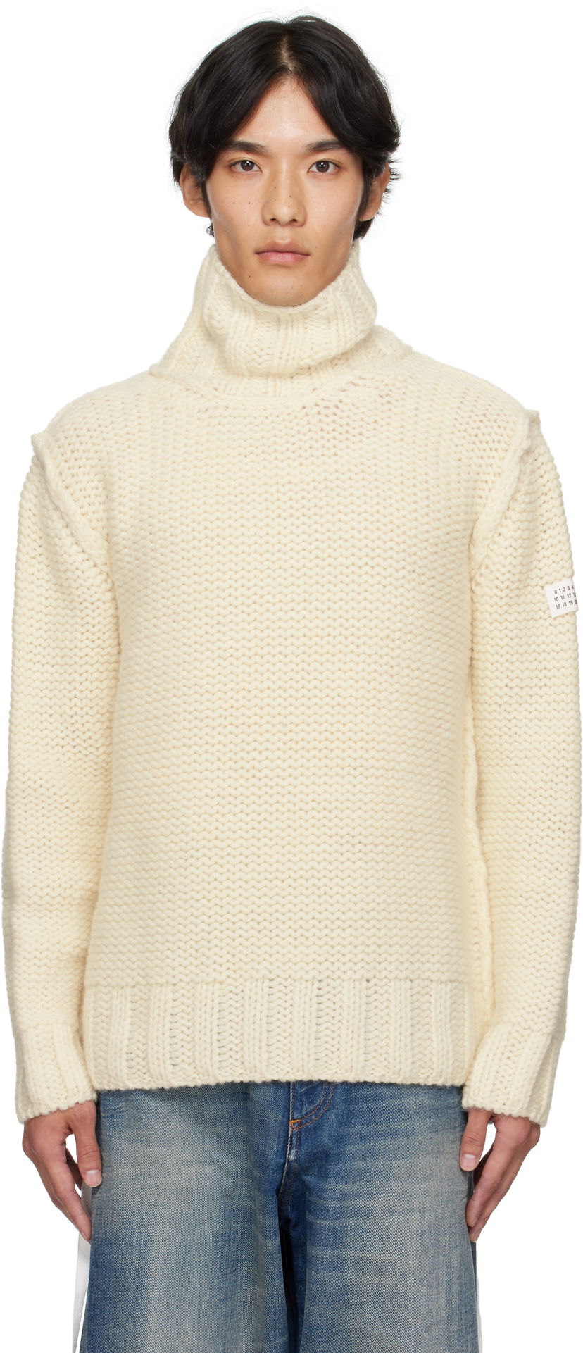 Cветр Maison Margiela MM6 Maison Margiela Chunky Wool Turtleneck Sweater білий | SH2HA0008 M13166