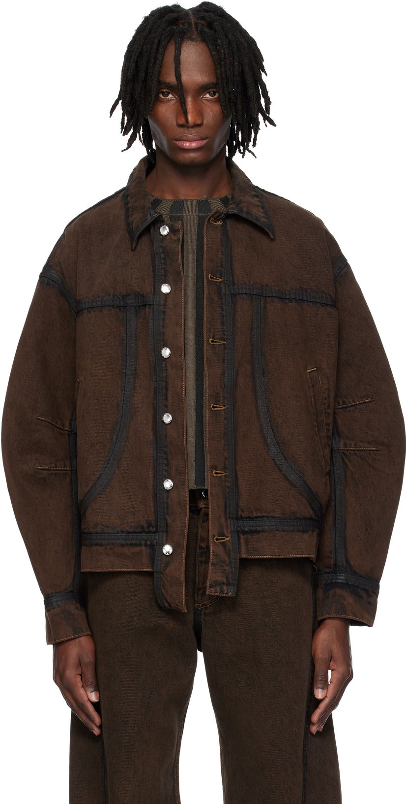 Куртка Eckhaus Latta Eckhaus Latta EL Redux Denim Jacket Коричневий | 1224-EL-PS25-O - OUTLINE