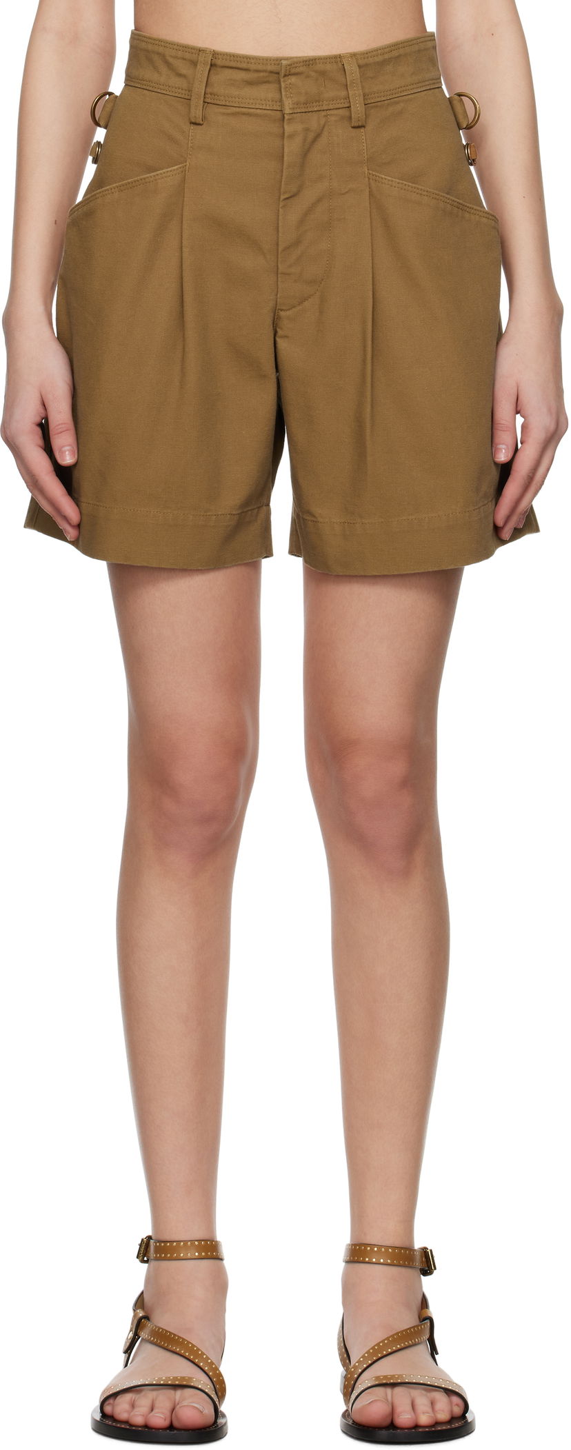 Шорти ISABEL MARANT Isabel Marant Fairy Pleated Shorts Коричневий | SH0221FA-C2F01I