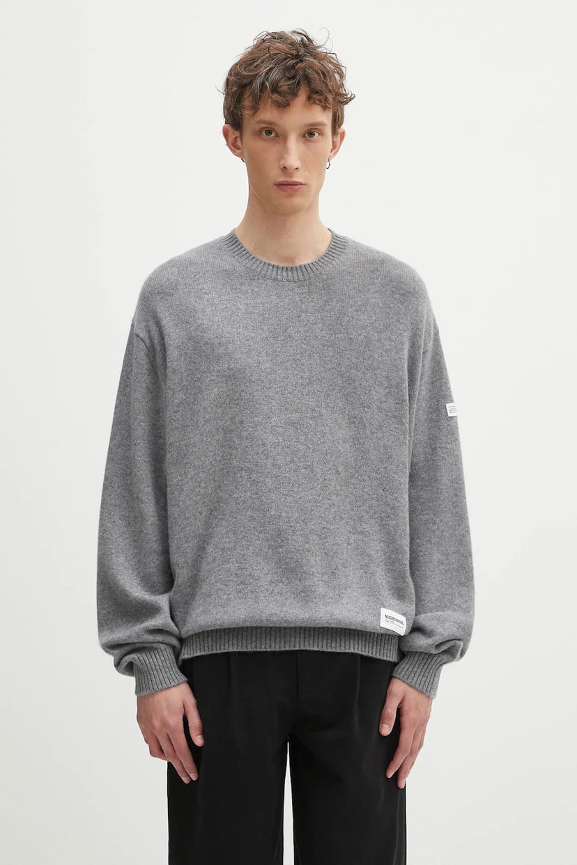 Cветр Neighborhood NEIGHBORHOOD Cashmere Crewneck Sweater Сірий | 242NGNH.KNM01