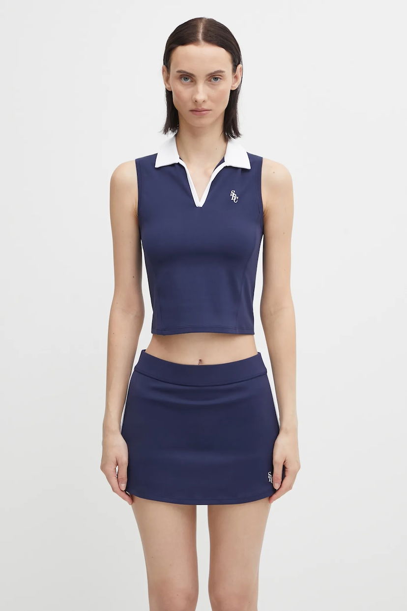 Сорочка поло Sporty & Rich Src Sports Sleeveless Cropped Polo Top темно-синій | TO024621302BL107